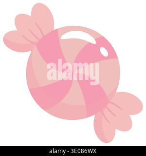 Sweet pink candy vector with a swirl design. Cute flat style illustration isolated on white background. Perfect for stickers, party invitations, and f Stock Vector