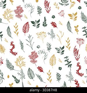 Simple flowers seamless pattern background for wallpaper, textile prints, scrapbooking, stationery, wrapping paper, packaging . Hand drawn. Not AI Stock Vector