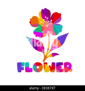 Colorful flower on a white background. Hand drawn. Not AI, vector illustration Stock Vector