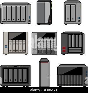 Network attached storage devices for data management concepts Stock Vector