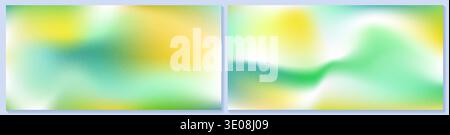 Noisy gradient bg with green yellow leaves, spring earth gradation. Emerald white abstract glitter and light colorful gold pattern. Golden grainy Stock Vector