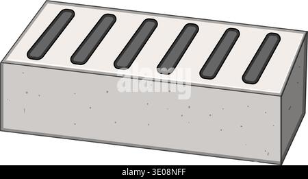 Concrete breeze block featuring multiple ventilation slots Stock Vector