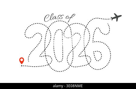 Class Off 2026 Seniour Year Graduation Logo. Graduate Invitation Card Logotype Design, School Calendar Sign. Congratulations Numbers Typography Stock Vector