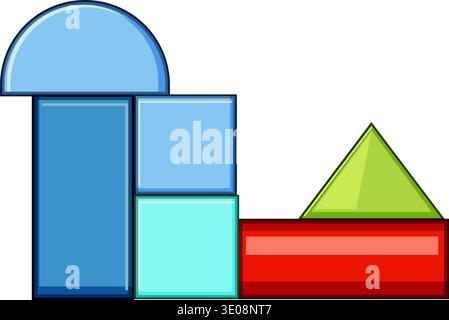 Colorful geometric building blocks forming abstract structure Stock Vector