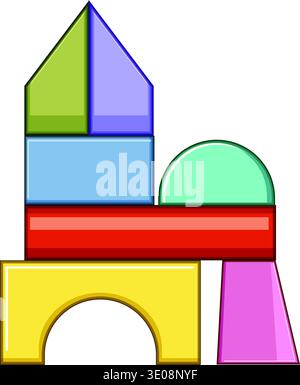 Colorful geometric building blocks forming a creative structure Stock Vector