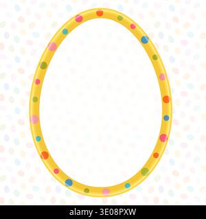 Yellow Vector Easter Egg Frame with Colorful Polka Dots, Cute Spring Border for Kids Designs, Backgrounds and Invitations Stock Vector