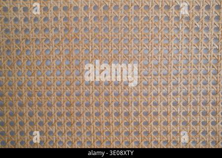 Brown traditional braided woven rattan texture background, Natural material often used in furniture and decor Stock Photo