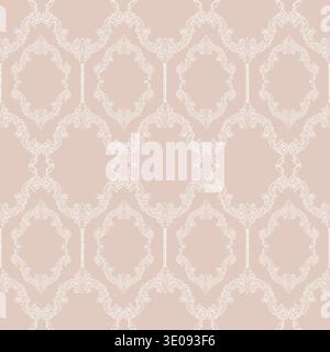 Seamless pattern in vintage baroque style. Classic Victorian hand-drawn design. A whimsical background for wedding invitations, gift wrap, packaging materials, fabric, and wallpaper. Beige vector illustration. Stock Vector