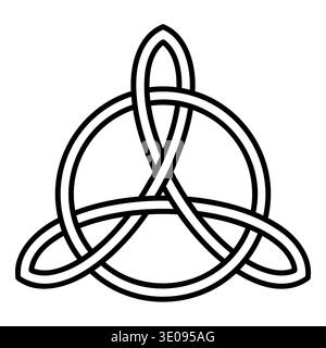 Intricate Vector Celtic Triquetra Knot with Interwoven Circular Design Symbol Stock Vector
