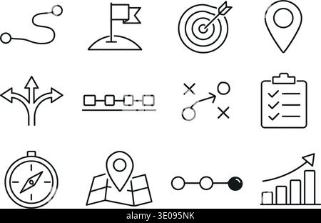 Roadmap icon set. Outline icons collection. Editable stroke. Vector illustration. Vector illustration Stock Vector