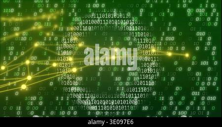 Displaying central digit cluster pulsing in cyberspace, with binary digits and glowing nodes Stock Photo