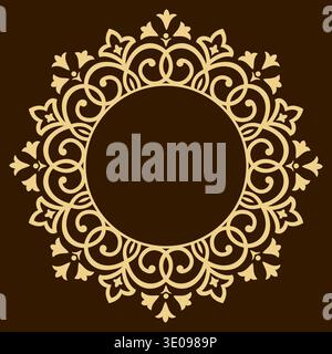 Decorative frame Elegant vector element for design in Eastern style, place for text. Floral golden border. Lace illustration for invitations and greeting cards. Stock Vector