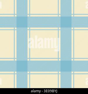 Pastel Blue and Cream Summer Tartan Plaid Seamless Pattern. Fabric texture for textile print. Vector design Stock Vector