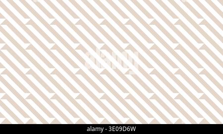 Seamless geometric pattern featuring beige and white diagonal stripes with integrated triangle elements. This minimalist, tileable vector background i Stock Vector