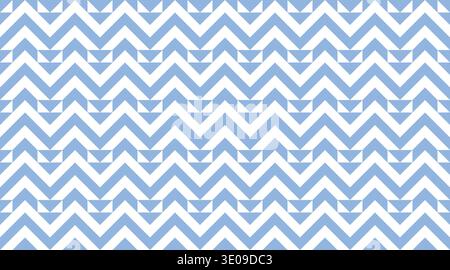 Seamless blue and white chevron pattern featuring integrated geometric triangles in a modern zigzag design. This tileable background is perfect for te Stock Vector