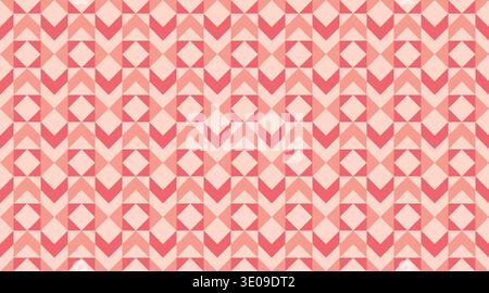 Seamless geometric pattern featuring pink and red triangles and diamonds in a rhythmic chevron arrangement. This modern, tileable vector design is ide Stock Vector