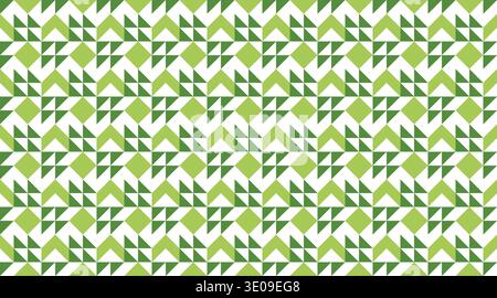 Seamless geometric pattern featuring green and white triangles in a rhythmic, modern arrangement. This tileable vector design is perfect for eco-frien Stock Vector