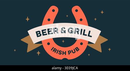 Horseshoe sign. Horseshoe ribbon symbol Stock Vector