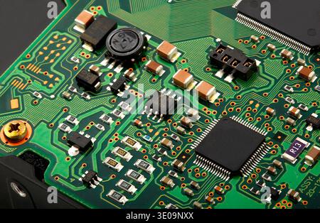 Closeup of computer micro circuit board Stock Photo