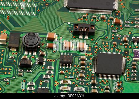 Closeup of computer micro circuit board Stock Photo