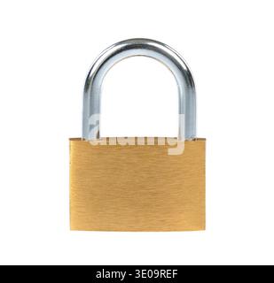 New metal padlock isolated on white background Stock Photo