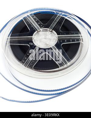 Vintage Super 8 film reel isolated on white Stock Photo
