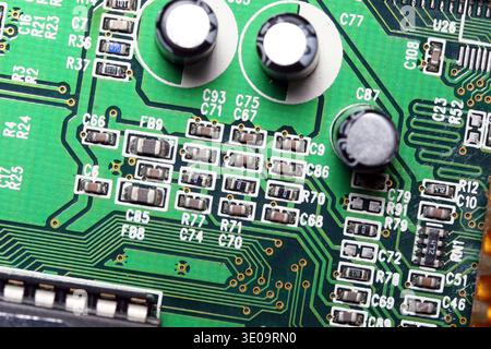 Closeup of computer micro circuit board Stock Photo