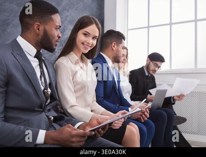 Young business people preparing for job interview Stock Photo