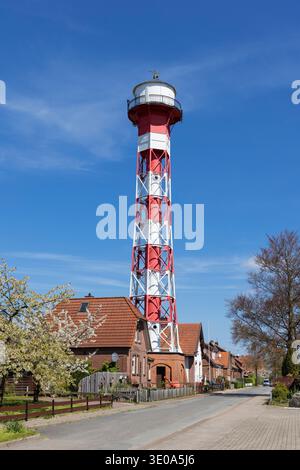 Historic lighthouse in Grünendeich, Altes Land, district of Stade, Lower Saxony, Germany Stock Photo