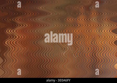 An abstract digital image featuring a rich, warm color palette dominated by browns and oranges, heavily distorted with a pronounced vertical wavy or r Stock Photo