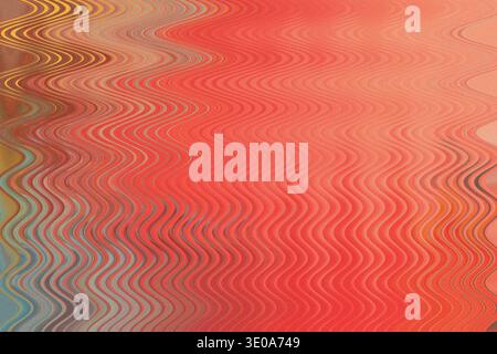 An abstract digital artwork featuring a dominant red and orange color palette with strong horizontal wavy lines creating a sense of motion and texture Stock Photo