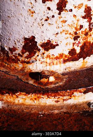A rusty screw, chipped paint, metal. Stock Photo
