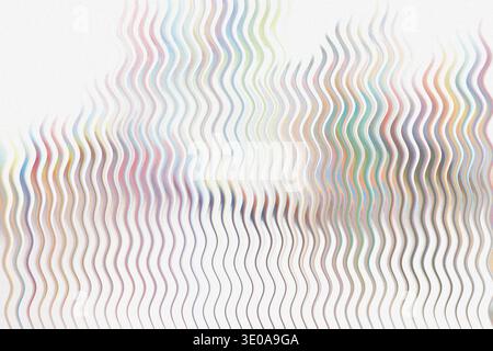 A soft abstract background characterized by vertical wavy lines overlaid on a light, almost white base. Subtle hints of pastel colors like pink, blue, Stock Photo