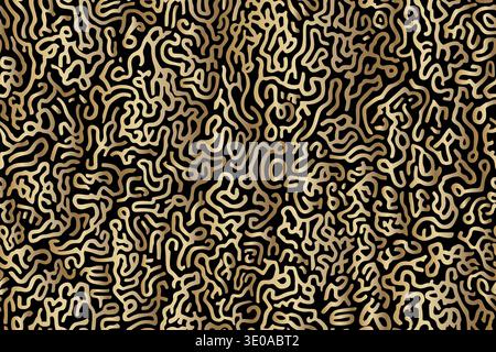 Black and golden gradient organic shapes, lines pattern Abstract Background Stock Vector