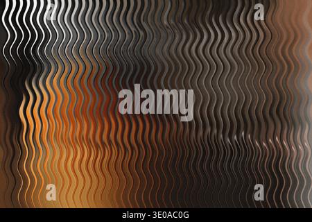 A close-up abstract image featuring a vertical wavy pattern with a mix of metallic silver, dark grey, and warm orange/brown hues, creating a textured, Stock Photo
