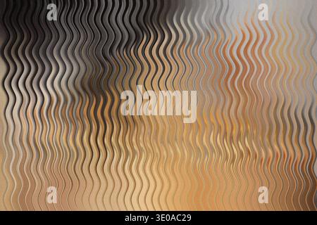 A close-up abstract image featuring a heavily textured surface with pronounced vertical wavy lines. The colors blend shades of metallic gray, silver, Stock Photo