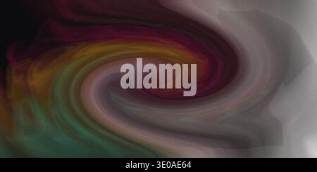 Dynamic, multicolored swirling design featuring shades of purple, green, yellow, and gray, creating a captivating abstract composition with contrastin Stock Photo