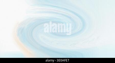 Delicate watercolor swirl with pastel blue and orange hues, softly blended on a white background, creating a calming composition Stock Photo