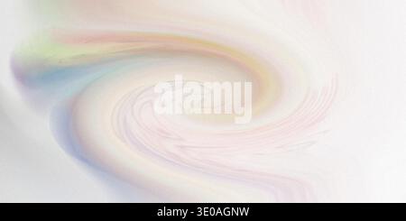 Gentle, swirling pattern of pastel rainbow colors on a clean white background, creating a soft, calming, and visually appealing image Stock Photo