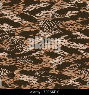 Seamless pattern of japanese tiger stripes in orange and black, designed for military uniforms with a camouflage effect. good for military taxtile des Stock Vector