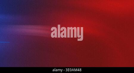 An abstract image showcasing a strong color gradient from deep blue on the left to intense red on the right, overlaid with a fine, dark noise texture, Stock Photo