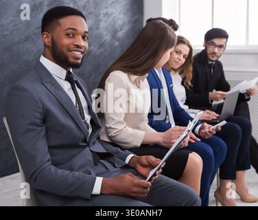 Multiracial business people preparing for job interview Stock Photo