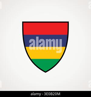 Shield with flag of Mauritius Stock Vector