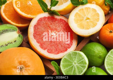 Fresh ripe sweet assorted exotic fruits Stock Photo