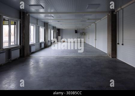 Big new empty industrial or office building, commercial space. Stock Photo