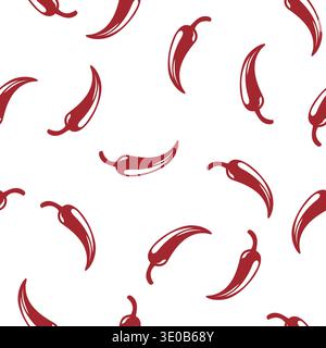 Chilli pepper seamless. Chili seamless pattern on white background Stock Vector