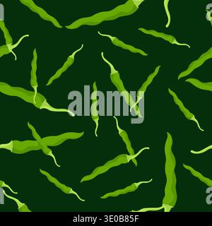 Green Chili Seamless Pattern Vector. Hot Pepper Vegetable Background Stock Vector