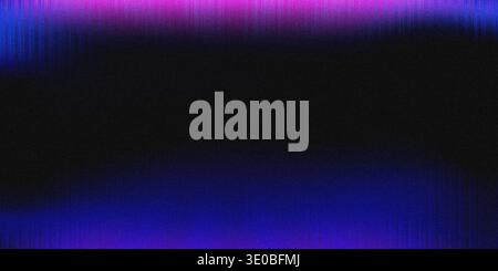 A dark abstract background with a vibrant gradient of pink and blue light, featuring a grainy texture and subtle glitch effects Stock Photo