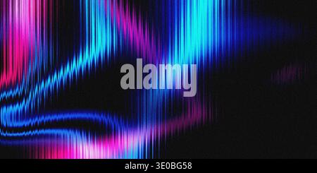 Vibrant neon lights create a dynamic, abstract pattern of glowing blue and pink waves against a dark, textured background Stock Photo