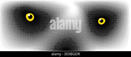 Abstraction of the eye of a halftone lemur animal of jungle, Madagascar, safari Hand drawn. Not AI, vector illustration Stock Vector